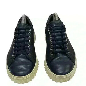 Salvatore Ferragamo Cube Italy Men's Navy Blue Leather  Low-Top Sneakers 7.5 M